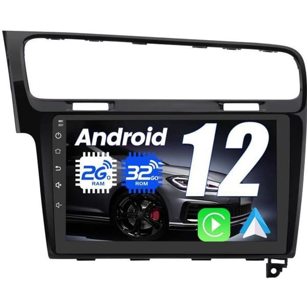 AWESAFE Bilradio för VW Golf 7 2012-2020 Android 12 [2 GB+32 GB] 10 Tum Pekskärm med Carplay Android Auto GPS WiFi Svart