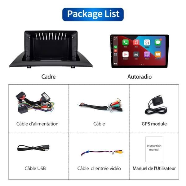Android 12 bilradio - AWESAFE - BMW X3 E83 2004-2012 - 9 tum - CarPlay - Bluetooth - Double-Din