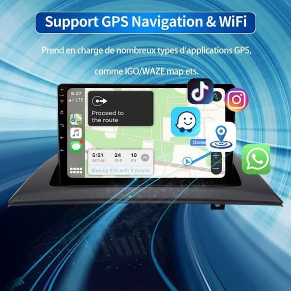 Android 12 bilradio - AWESAFE - BMW X3 E83 2004-2012 - 9 tum - CarPlay - Bluetooth - Double-Din