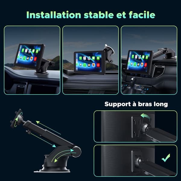 TOGUARD 7-tums Bluetooth-bilradio med CarPlay Android Auto Bluetooth WiFi 5G trådlös FM-sändare
