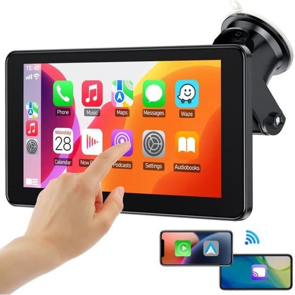 TOGUARD 7-tums Bluetooth-bilradio med CarPlay Android Auto Bluetooth WiFi 5G trådlös FM-sändare