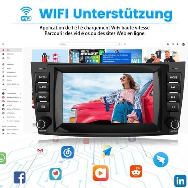 AWESAFE Android 12 bilradio för Mercedes-Benz E-klass W211 GLS-klass W219(2G+32G)9 tum med Carplay AndroidAuto GPS Bluetooth