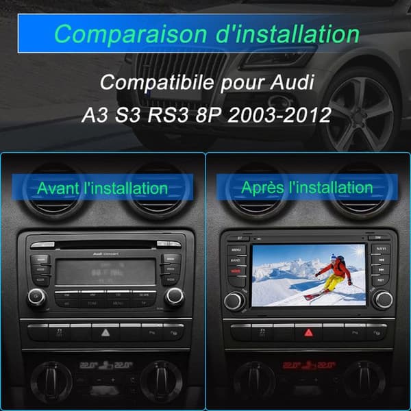 Android 12 bilradio - AWESAFE - Audi A3 8P/S3/RS3/Sportback - 7 tum - Bluetooth - GPS WiFi