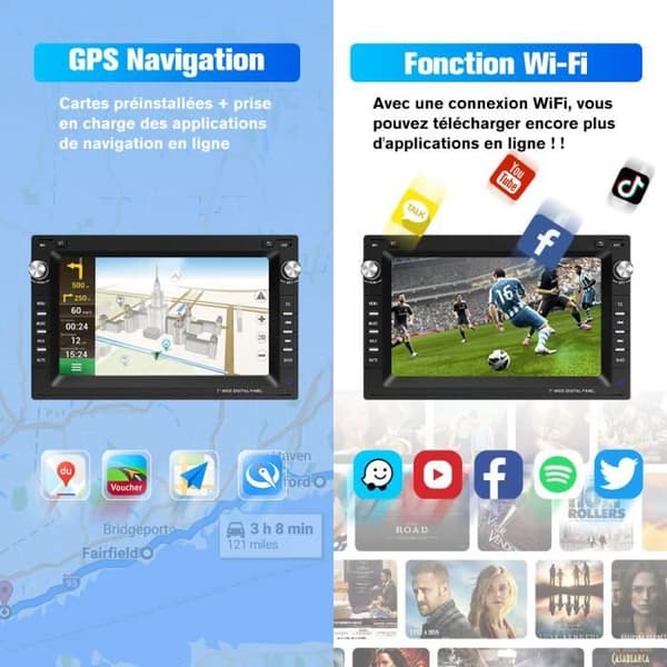 AWESAFE Android 12 bilradio med Carplay, Android Auto, Bluetooth, FM, RDS, 7 tum 2G+32G för VW Passat B5 Golf Polo MK4 T5
