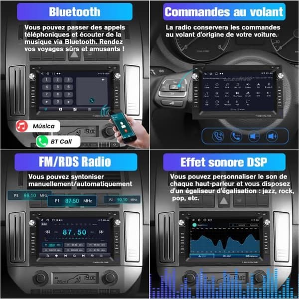 AWESAFE Android 12 bilradio med Carplay, Android Auto, Bluetooth, FM, RDS, 7 tum 2G+32G för VW Passat B5 Golf Polo MK4 T5