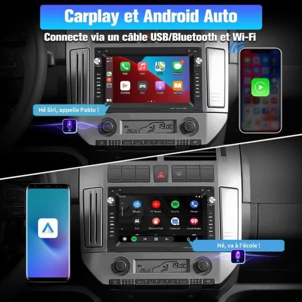 AWESAFE Android 12 bilradio med Carplay, Android Auto, Bluetooth, FM, RDS, 7 tum 2G+32G för VW Passat B5 Golf Polo MK4 T5