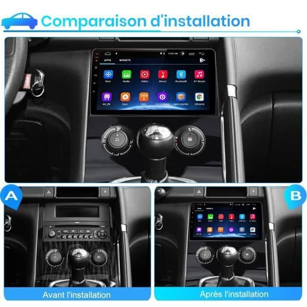 AWESAFE Android 12 bilradio för Peugeot 3008/5008(2009-2016) med 9 tums pekskärm GPS Bluetooth FM SD RDS