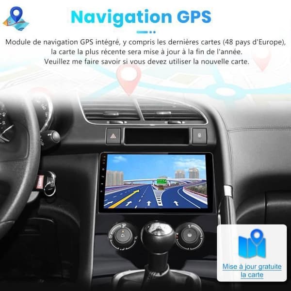AWESAFE Android 12 bilradio för Peugeot 3008/5008(2009-2016) med 9 tums pekskärm GPS Bluetooth FM SD RDS
