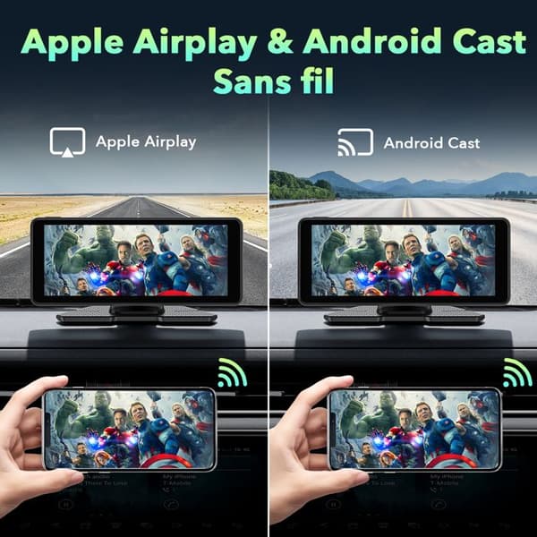 TOGUARD Bilradio 7" trådlös carplay backkamera 1080P Pekskärm Android/iOS röststyrning Multimedia Bluetooth/WIFI/GPS