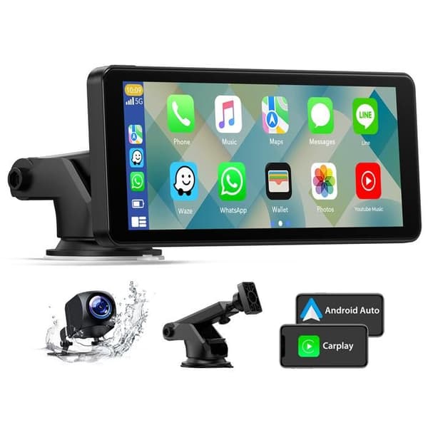 TOGUARD Bilradio 7" trådlös carplay backkamera 1080P Pekskärm Android/iOS röststyrning Multimedia Bluetooth/WIFI/GPS