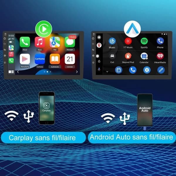 AWESAFE Android 12 bilradio för Renault Clio 2005-2014 (2GB + 32GB) med 9 tum Carplay GPS WiFi USB SD Bluetooth Android Auto