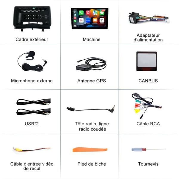 AWESAFE Android 12 bilradio för Renault Clio 2005-2014 (2GB + 32GB) med 9 tum Carplay GPS WiFi USB SD Bluetooth Android Auto