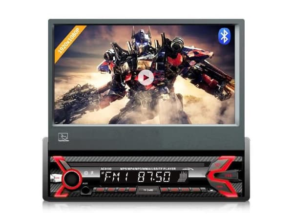 Bilradio Bluetooth handsfree LCD 7" pekskärm 1080P MP5 AVI DivX RDS