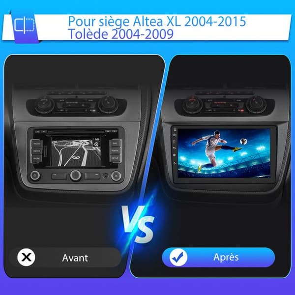 AWESAFE Android 12 bilradio för Seat Altea XL Toledo 9 tum (2GB + 32GB) med Carplay GPS WiFi USB SD Bluetooth Android Auto