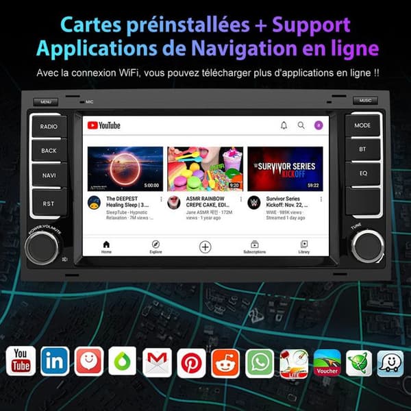 AWESAFE Android 13 2GB+64GB Bilradio för VW Touareg Transporter T5 Multivan 7" Pekskärm GPS Carplay Android Auto WiFi