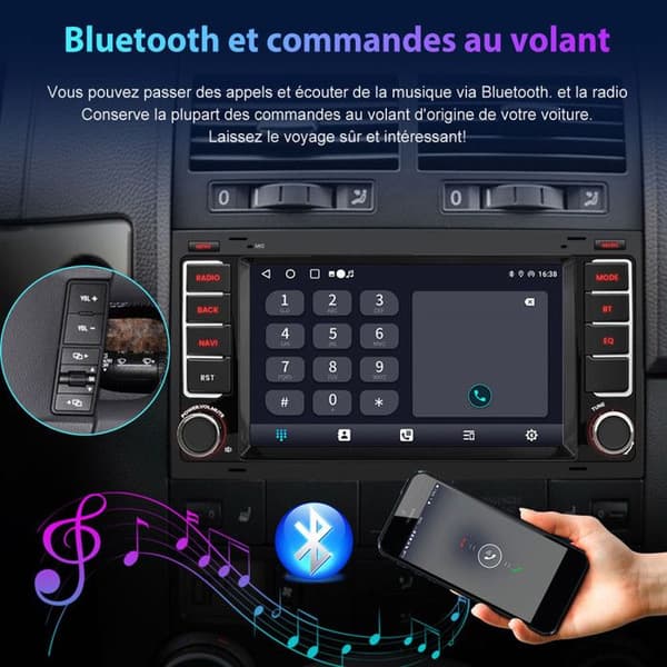 AWESAFE Android 13 2GB+64GB Bilradio för VW Touareg Transporter T5 Multivan 7" Pekskärm GPS Carplay Android Auto WiFi