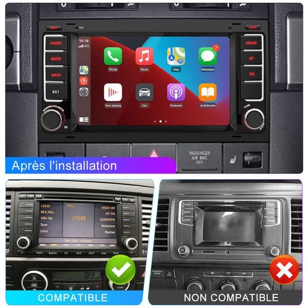 AWESAFE Android 13 2GB+64GB Bilradio för VW Touareg Transporter T5 Multivan 7" Pekskärm GPS Carplay Android Auto WiFi