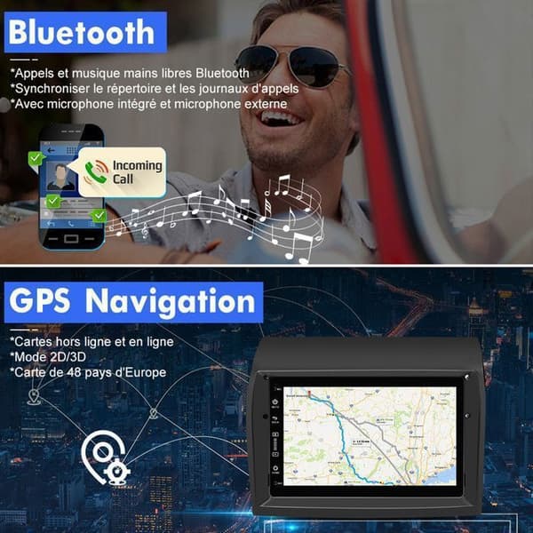 AWESAFE Android 13 2GB+64GB bilradio för Fiat Ducato Peugeot Boxer Citroën Jumper, 7 tums skärm med Carplay Android Auto GPS