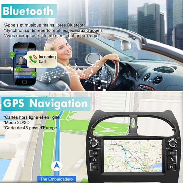 AWESAFE Android 13 2GB+64GB bilradio för Peugeot 206 (2002-2010) med 7-tums pekskärm GPS Carplay Android Auto Bluetooth