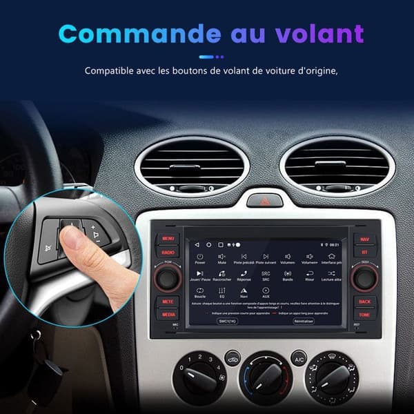 AWESAFE Android 13 2GB+64GB bilradio för Ford Focus med Carplay Android Auto 7 tum Stereo GPS USB SD Bluetooth FM AM RDS