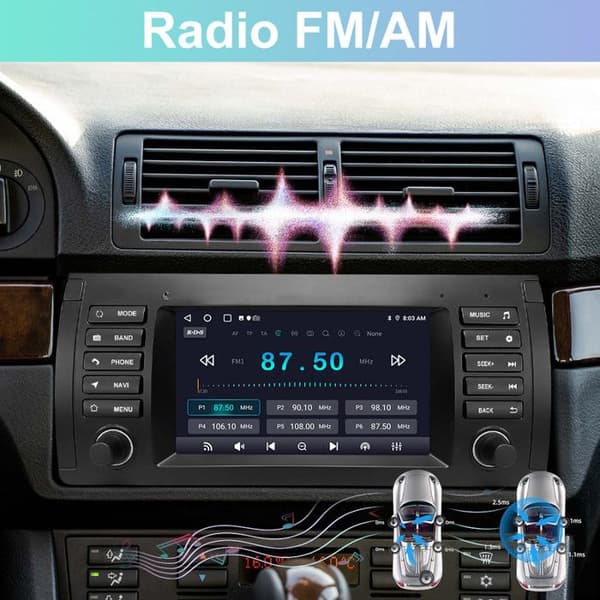 AWESAFE Android 13 2GB+64GB bilradio för BMW E39(1996-2003) med 7" skärm Carplay/Android Auto Bluetooth Mirrorlink WiFi GPS