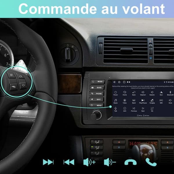 AWESAFE Android 13 2GB+64GB bilradio för BMW E39(1996-2003) med 7" skärm Carplay/Android Auto Bluetooth Mirrorlink WiFi GPS