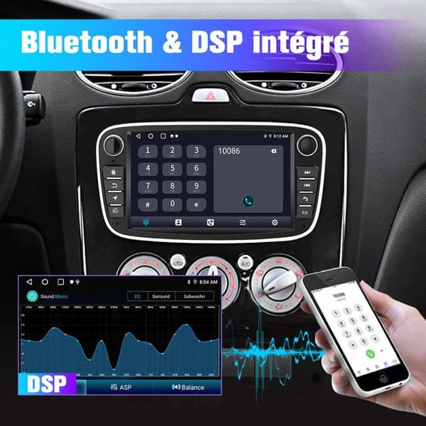 AWESAFE Android 13 2GB+64GB bilradio för Ford Focus C-Max S-Max Mondeo Kuga Galaxy, Android Auto Carplay, 7-tums pekskärm