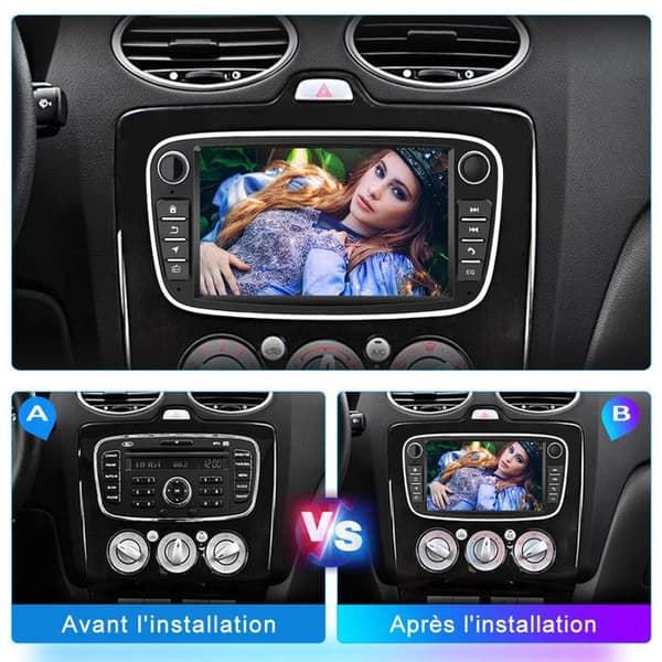 AWESAFE Android 13 2GB+64GB bilradio för Ford Focus C-Max S-Max Mondeo Kuga Galaxy, Android Auto Carplay, 7-tums pekskärm