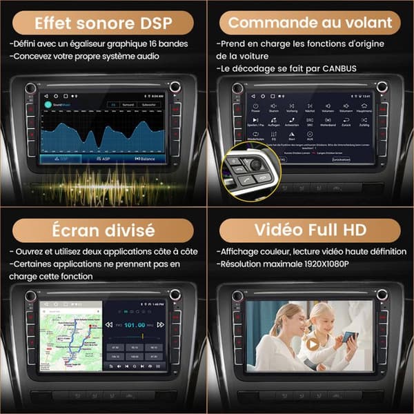 AWESAFE Android 13 2GB+64GB Bilradio för Golf 5 6 VW Passat Polo Seat Skoda 8'' Pekskärm Carplay Android Auto GPS WiFi