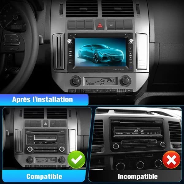 AWESAFE Android 13 2GB+64GB bilradio med Carplay, Android Auto, Bluetooth, FM, RDS, 7 tum för VW Passat B5 Golf Polo MK4 T5