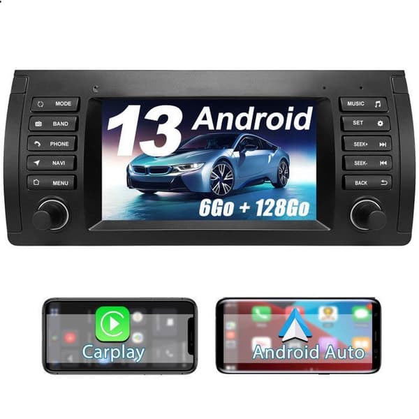AWESAFE 4G Android 13 6GB+128GB bilradio för BMW E39 (1996-2003) med GPS Carplay Android Auto Bluetooth Mirrorlink WiFi
