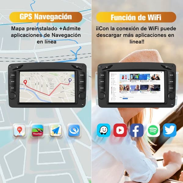 AWESAFE 4G Android 13 Bilradio 6GB+128GB för Mercedes Benz CLK W209 W203 W463 W208 med Carplay Android Auto 7-tumsskärm GPS FM RDS