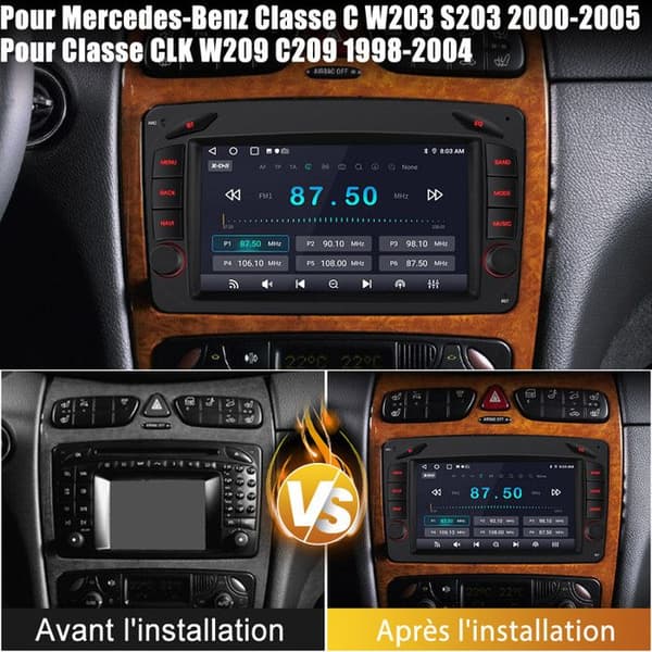 AWESAFE 4G Android 13 Bilradio 6GB+128GB för Mercedes Benz CLK W209 W203 W463 W208 med Carplay Android Auto 7-tumsskärm GPS FM RDS