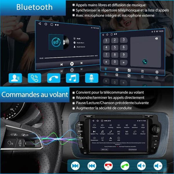 AWESAFE 4G Android 13 Bilradio 4GB+64GB för Seat Ibiza 6j (2009-2013) 7 tums skärm med Android Auto Carplay GPS Bluetooth RDS