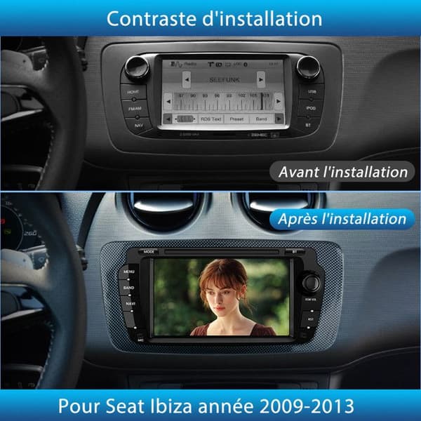 AWESAFE 4G Android 13 Bilradio 4GB+64GB för Seat Ibiza 6j (2009-2013) 7 tums skärm med Android Auto Carplay GPS Bluetooth RDS