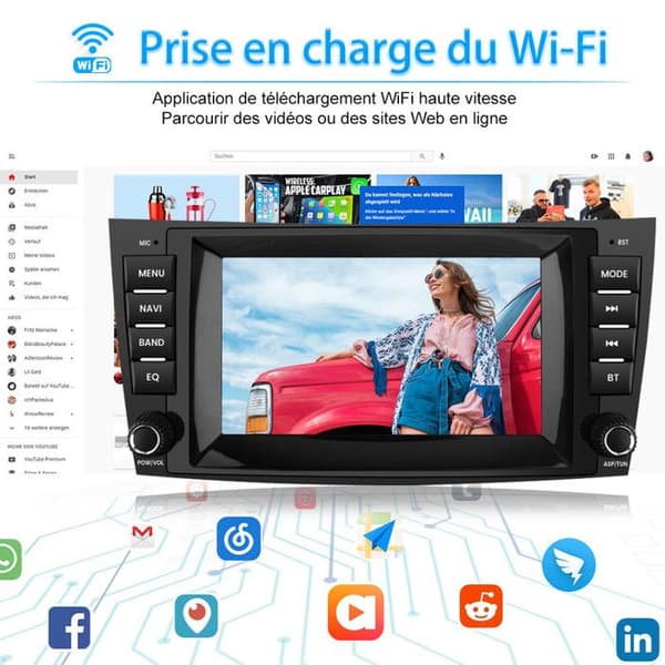 AWESAFE 4G Android 13 4GB+64GB bilradio för Mercedes-Benz E-Class W211 GLS-Class W219 med 8-tumsskärm Carplay Android Auto GPS