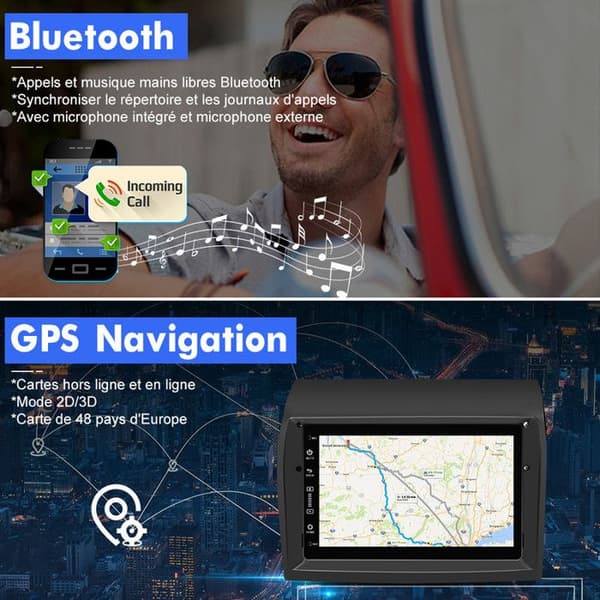 AWESAFE 4G Android 13 Bilradio 6GB+128GB för Fiat Ducato Peugeot Boxer Citroën Jumper 7''-skärm med Carplay Android Auto GPS FM
