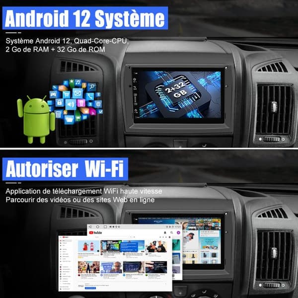 AWESAFE 4G Android 13 Bilradio 6GB+128GB för Fiat Ducato Peugeot Boxer Citroën Jumper 7''-skärm med Carplay Android Auto GPS FM