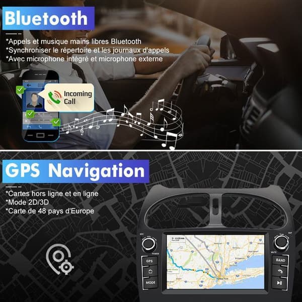 AWESAFE 4G Android 13 6GB+128GB bilradio för Peugeot 206 (2002-2010) med 7-tumsskärm GPS Carplay Android Auto WiFi Bluetooth