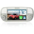 Miniatyrbild 1 av 6: AWESAFE Android 12 bilradio 2GB+32GB för Fiat 500(2007-2015) med 7-tums pekskärm Carplay Android Auto GPS WiFi DSP FM Vit