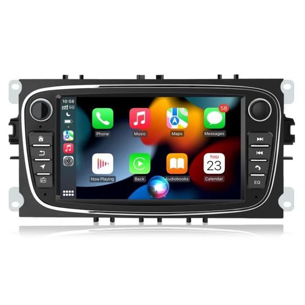 AWESAFE Android Car Radio 12 för Ford Focus C-Max S-Max Mondeo Kuga Galaxy, Carplay och Android Auto, 7-tums pekskärm WiFi