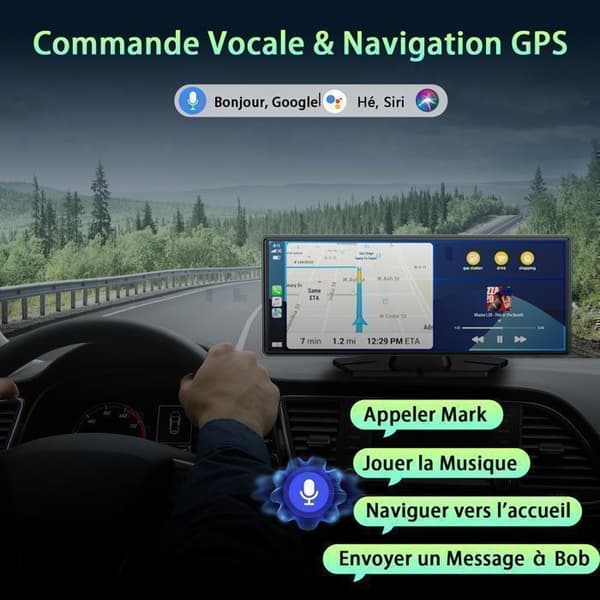 TOGUARD 9.26" Autoradio Carplay pekskärm Bil Bluetooth för Apple Carplay och Android Auto trådlöst