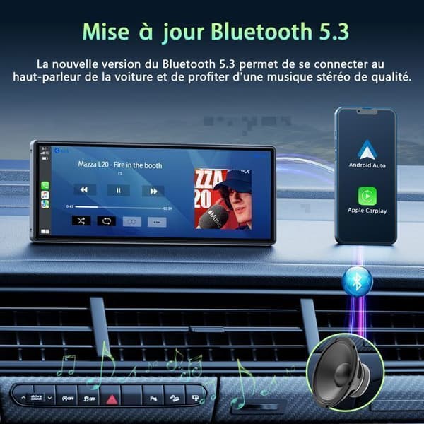 TOGUARD 9.26" Autoradio Carplay pekskärm Bil Bluetooth för Apple Carplay och Android Auto trådlöst
