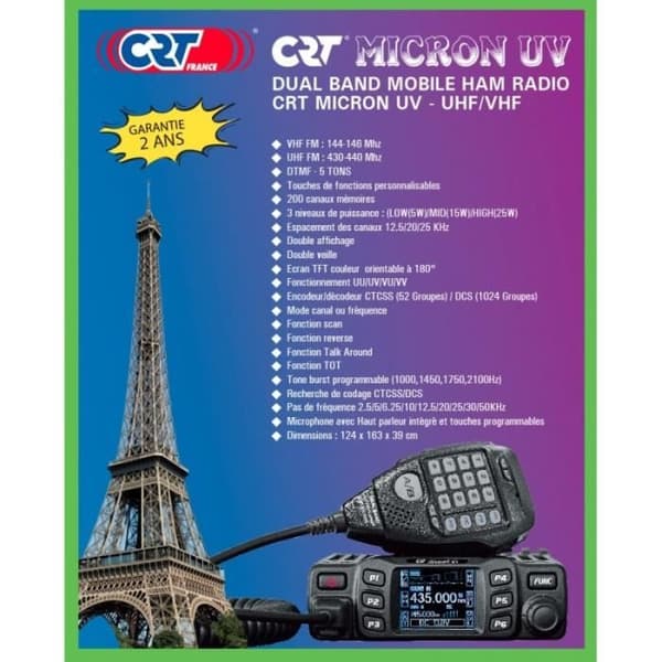 VHF-radiostation - CRT - MICRON UV - Dual Band 144-146 MHz - 430-440 MHz - Svart