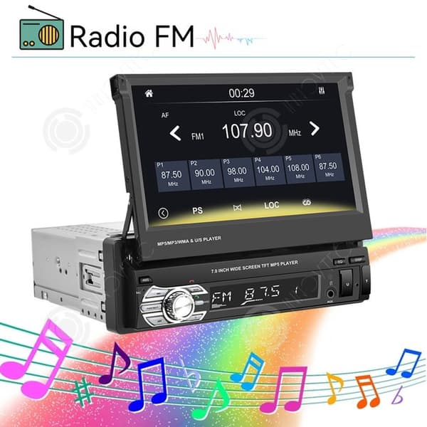INN Carplay Autoradio bluetooth med Android Auto med Manuell Återdragning 7 tum Pekskärm Radio Mirror Link FM USB SD SWC