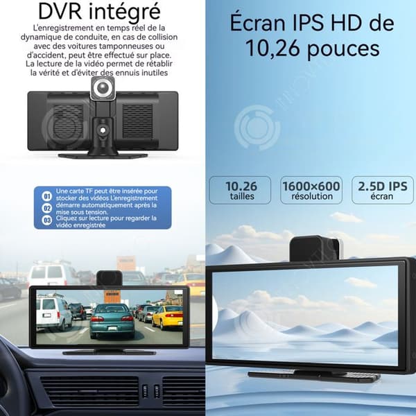 INN Bil MP5 10,26 tum med Kamera med 12 lampor Bilradio för backning Carplay och Android Auto Röststyrning Bluetooth WIFI