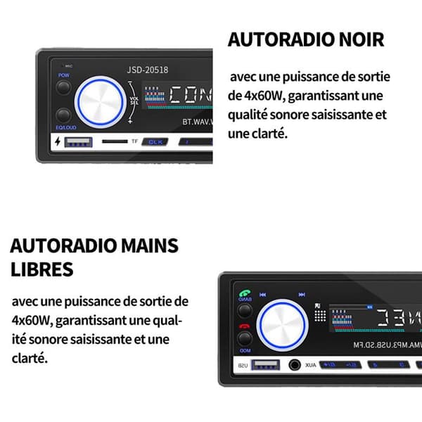 TD® bilstereo Bluetooth handsfree USB, SD, AUX med fjärrkontroll