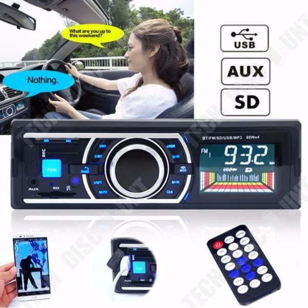 TD® 12V Handsfree Bil Bluetooth Stereo MP3 Audio FM Radio USB - SD - AUX - MMC In-Dash enheter + Fjärrkontroll