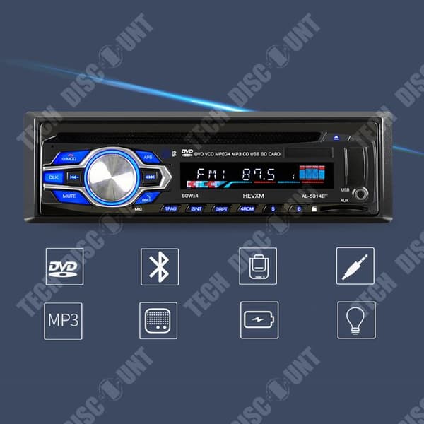 TD® Single Ingot bluetooth Bilradio Bil CD-spelare Handsfree bluetooth Bil DVD-spelare FM