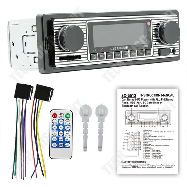 TD® Bluetooth bilradio MP3-spelare Bluetooth handsfree bilradio svart för alla små bilar Bilstereospelare